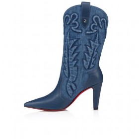 Christian Louboutin Santiabooty 85 Mm Low Boots Nappa Leather And Denim