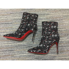 Christian Louboutin So Kate Booty Ankle Boots 100mm Toile Splash Multicolor