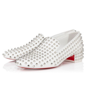 Christian Louboutin Spikeasy 30 mm Women Loafers Nappa Leather White CL Shoes