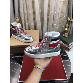 Christian Louboutin Top Rui Spikes High-top Sneakers Leather Silver