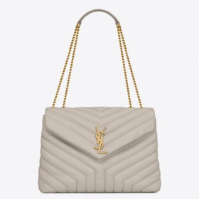 Saint Laurent Loulou Medium Bag White Matelasse Leather Saint Laurent Wallets