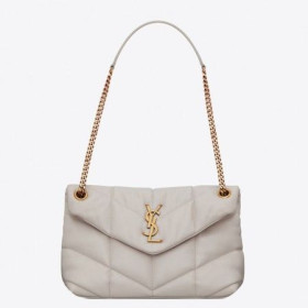 Saint Laurent Small Loulou Puffer Bag White Lambskin Saint Laurent Bags