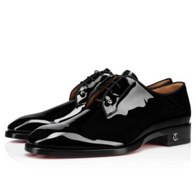 Christian Louboutin Derby Chambeliss Flat Black Patent Calf