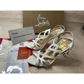 Christian Louboutin Double L Sandal 100 mm Bianco Patent