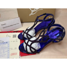Christian Louboutin Double L Sandal 100 mm Elektra/lin Elektra Suede Calfskin