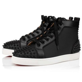 Christian Louboutin High-top Lou Spikes 2 Black/black Mat Gomme