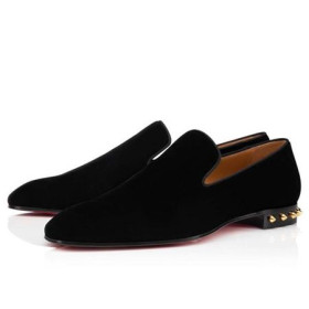 Christian Louboutin Loafers Marquees Black/gold 1n Velvet