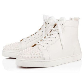Christian Louboutin Lou Spikes White/white Leather