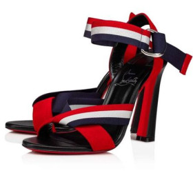 Christian Louboutin Sandal Water Poleta 100 mm Loubi/black/multi Suede Leather