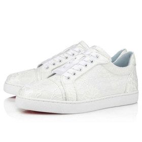 Christian Louboutin Sneaker Vieira Orlato Flat Off White/lining Blue Dentelle