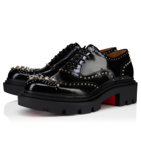 Christian Louboutin College Strass Oxfords Calf Leather And Strass Black