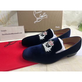 Christian Louboutin Crest On The Nile Loafers Veau Velours Blue Christian Louboutin Shoes