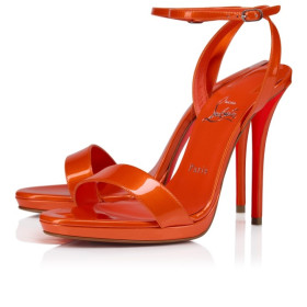 Christian Louboutin Miss Z Sandal Queen 120 Mm Strappy Sandals Pearlescent Patent Calf Leather Magma