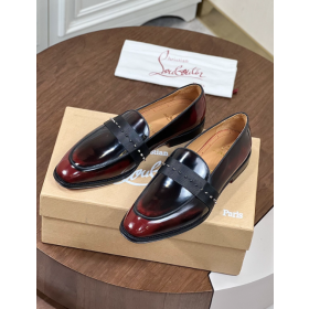 Christian Louboutin Nit Night Loafers Patent Calf Leather Black Brown