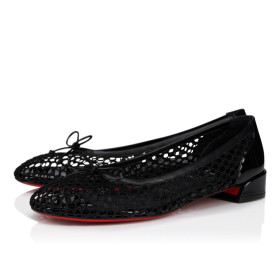 Christian Louboutin Sweetie Jane Mesh Ballerinas Mesh And Patent Calf Leather Black