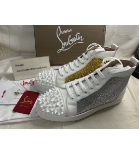 Christian Louboutin High-top No Limit Flat Latte/gold Calf Sneaker