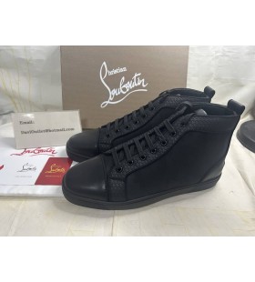 Christian Louboutin Louis Sneakers Calf Leather And Jacquard Black