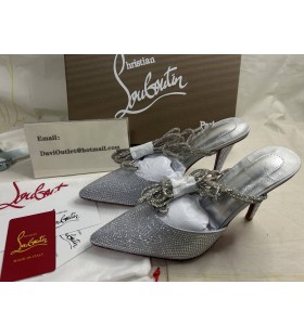 Christian Louboutin Astrid Lace Strassita 85 Mm Strappy Pumps Metallic Suede And Strass Crystal