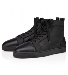 Christian Louboutin Louis Sneakers Calf Leather And Jacquard Black