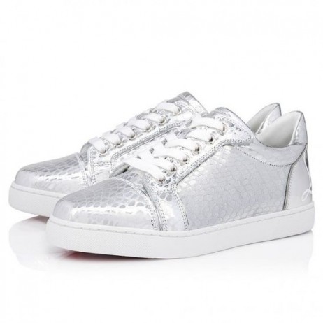 Christian Louboutin Divertido Vieira Tênis Iridescente De Couro De Bezerro Picos De Prata Sapatos Christian Louboutin Onlin