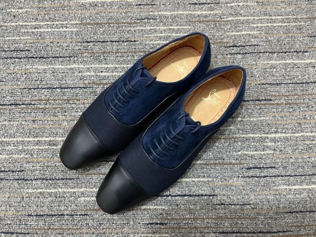 Christian Louboutin Greggo Oxfords Tecido De Veau De Veludo E Couro Azul Preto