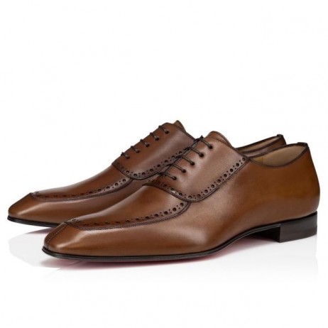Christian Louboutin Lafitoch Oxfords De Couro De Bezerro Havane Marrom