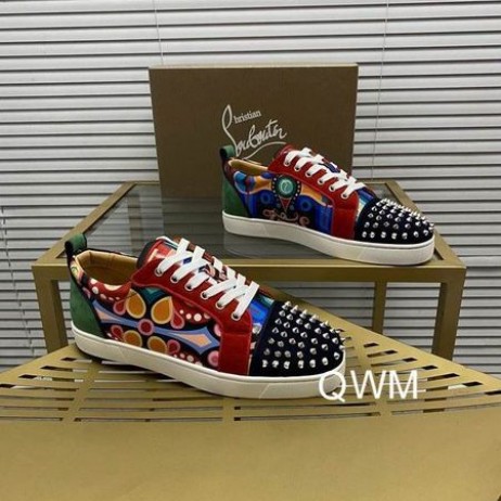 Christian Louboutin Louis Junior Picos Orlato Televisão Tênis De Camurça Multicolor