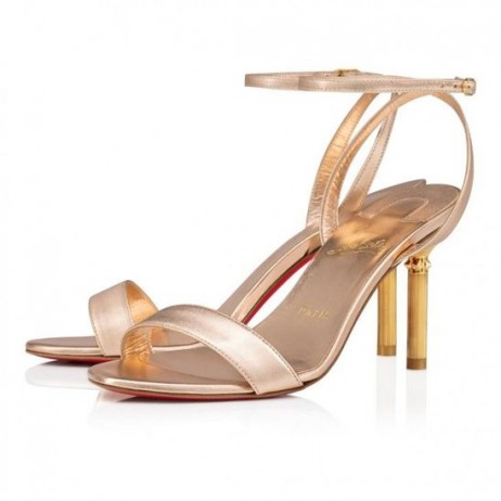 Christian Louboutin Mascasandal 85 Mm Sandálias Reluzentes de Couro Leche CL Sapatos