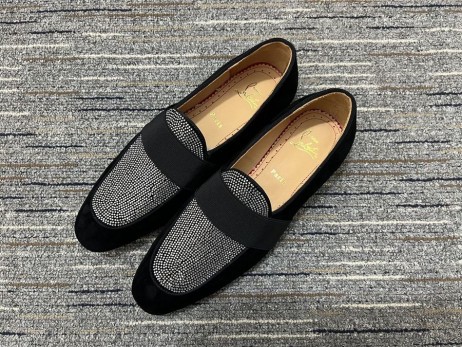 Christian Louboutin Homens Noite No Nilo Sapatos De Strass De Veludo Preto