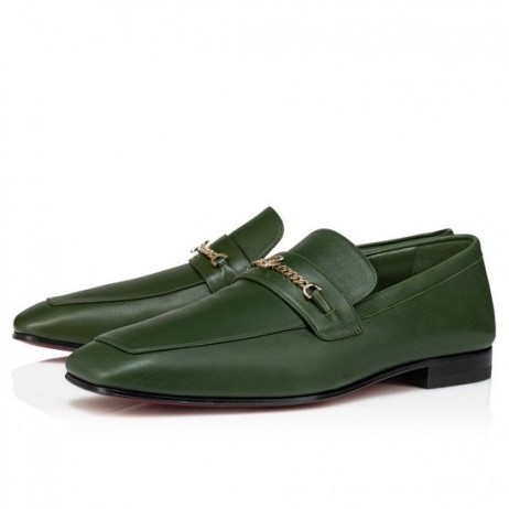 Christian Louboutin Mj Moc Mocassins Homens De Couro De Bezerro Vertlaine Sapatos Christian Louboutin