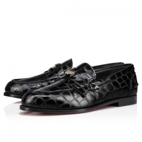 Christian Louboutin Centavo De Sapatos De Jacaré Em Relevo Couro De Bezerro Preto