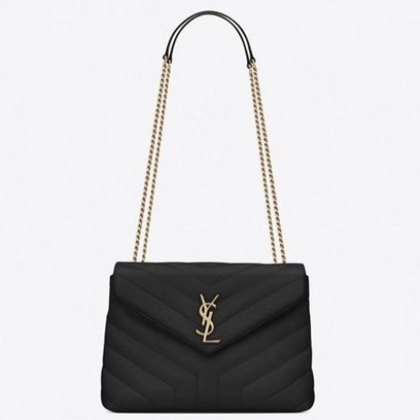 Saint Laurent Loulou Pequeno Saco Preto De Matelassê De Couro Saint Laurent Sacos