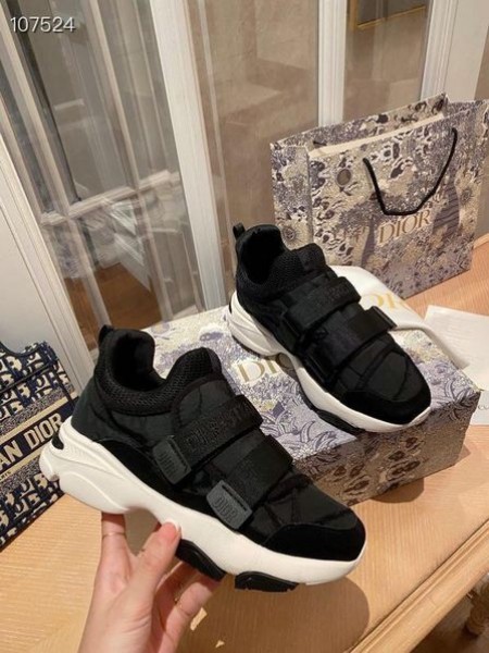 Dior D-WANDER Tênis Preto em Tecido Técnico Oblíqua de Impressão