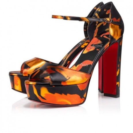 Christian Louboutin Sandaloo 130 Mm Sandálias De Couro Specchio, Em Fogo Multicolor