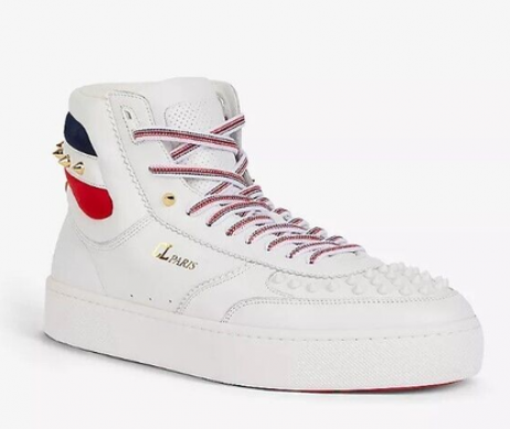 Christian Louboutin Topo Rui Picos de Alta-top Tênis em Couro Branco
