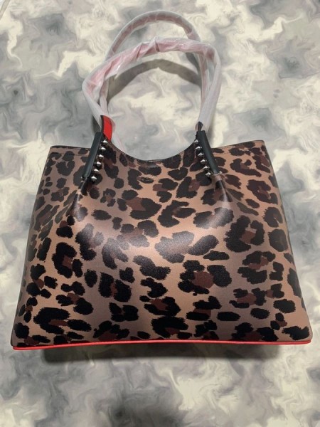 Christian Louboutin Cabarock Leopard-print, Couro Tote Bag CL Sacos