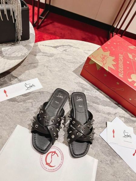 Christian Louboutin Perder Spika Clube Mulas Couro Napa Preto Sapatos Christian Louboutin