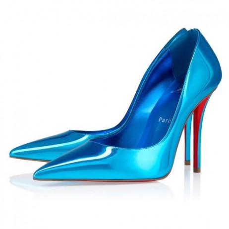 Christian Louboutin Miss Z 100 Mm Bombas De Laminado De Couro De Bezerro Acqua