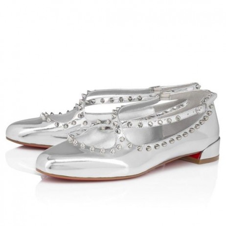 Christian Louboutin Pilouta Jane Picos De Bailarinas De Couro Specchio Prata