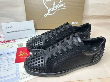 Christian Louboutin Seavaste 2 Tênis De Couro De Bezerro Preto Sapatos Christian Louboutin
