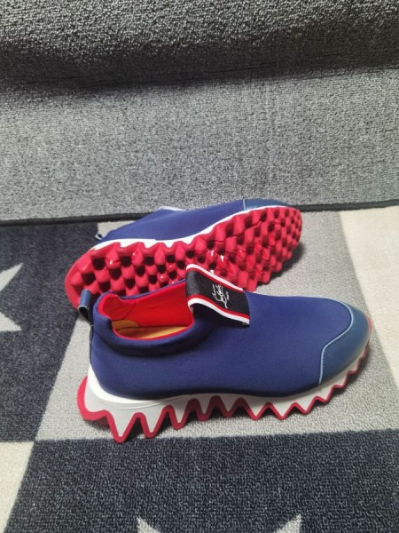 Christian Louboutin Tiketa Televisão Sapatilhas de Neoprene Azul CL Sapatos