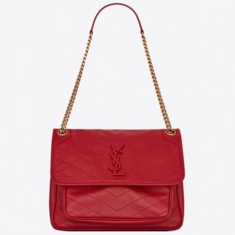 Saint Laurent Médio Niki Saco Vermelho Em Pele De Cordeiro Saint Laurent Sacos