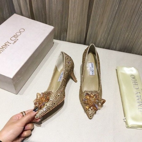 Jimmy Choo Cristais Cinderela 65mm Bombas de Ouro