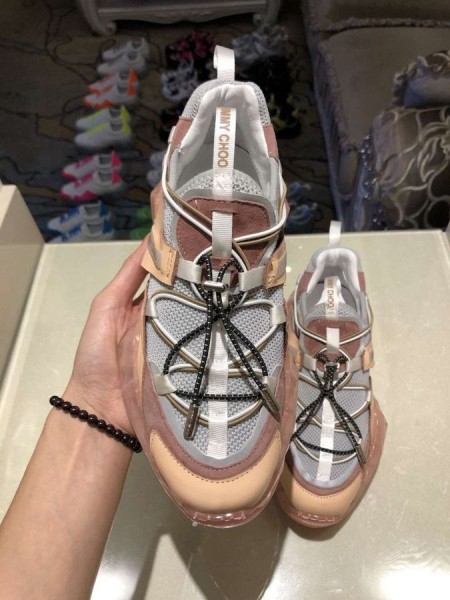 Jimmy Choo Diamante Trilha Multicolor De Couro De Malha Cor-De-Rosa Cinzento