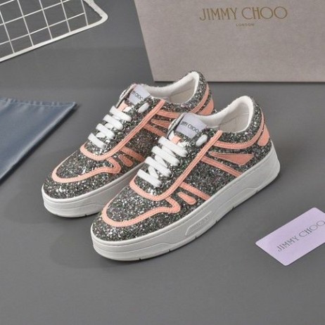Jimmy Choo Havaí F Top Baixa Tênis Prata Laranja