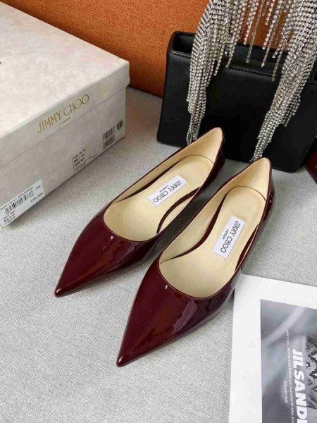 Jimmy Choo Amor Televisão de Couro de patente Borgonha