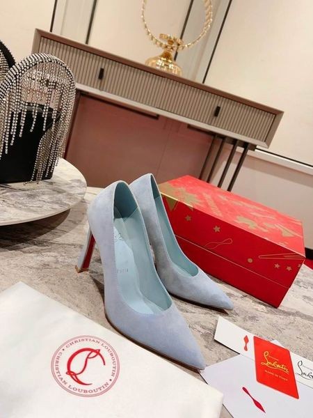 Christian Louboutin Condora Bombas de 85mm de Couro Camurça Azul CL Sapatos
