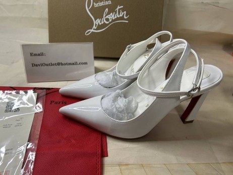 Christian Louboutin Condora Alça de 100 mm de Tiras Bombas de Couro Bianco CL Sapatos