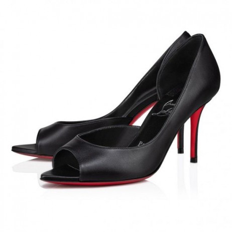 Christian Louboutin Abrir Apostropha 80mm Bombas de Couro Napa Preto CL Sapatos