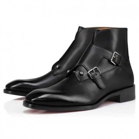 Christian Louboutin Chambelimonk Bota De Couro De Bezerro Preto Christian Louboutin Botas